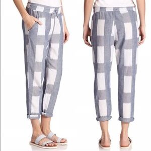 Current/Elliott Blue and White Ankle Cropped Pants